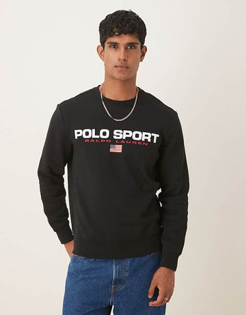 Polo Ralph Lauren Sports Capsule crew neck logo sweatshirt in black