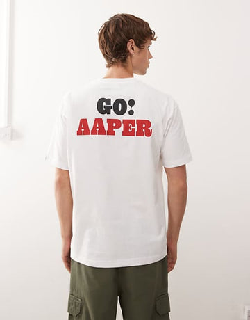 Aape by A Bathing Ape t-shirt in white with go aaper front and back print