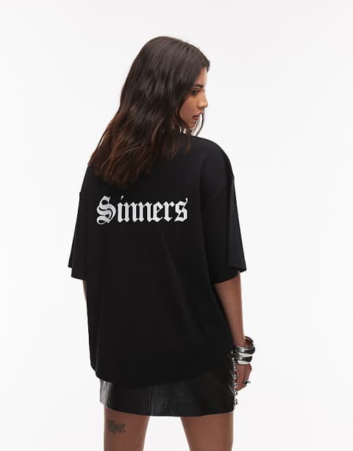 Saints Amelie t-shirt in black - BLACK (Oversized)