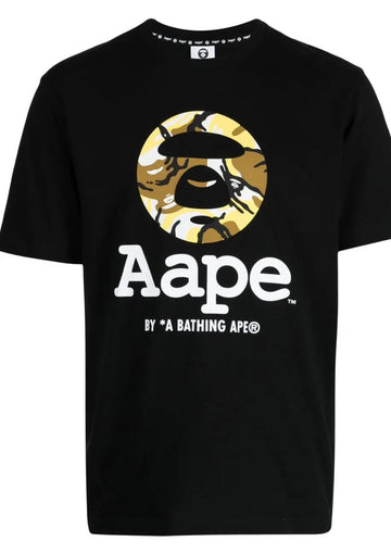 AAPE logo-print black cotton T-shirt