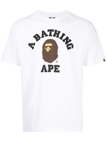 AAPE College logo-print white cotton T-shirt