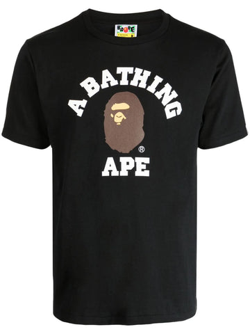 AAPE  College logo-print black cotton T-shirt