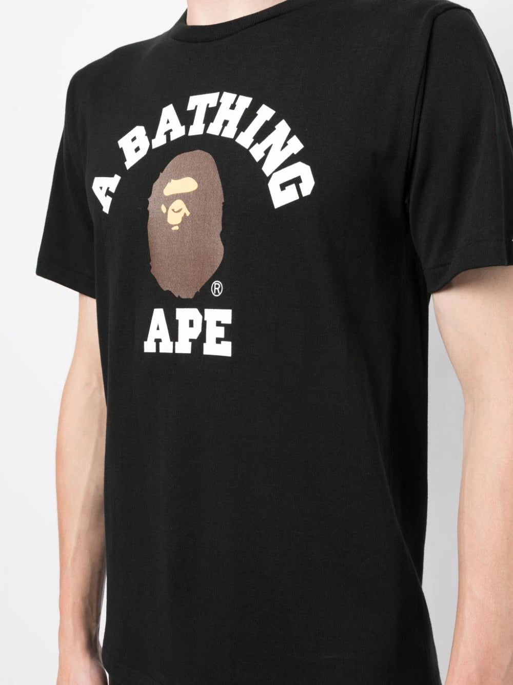 AAPE  College logo-print black cotton T-shirt