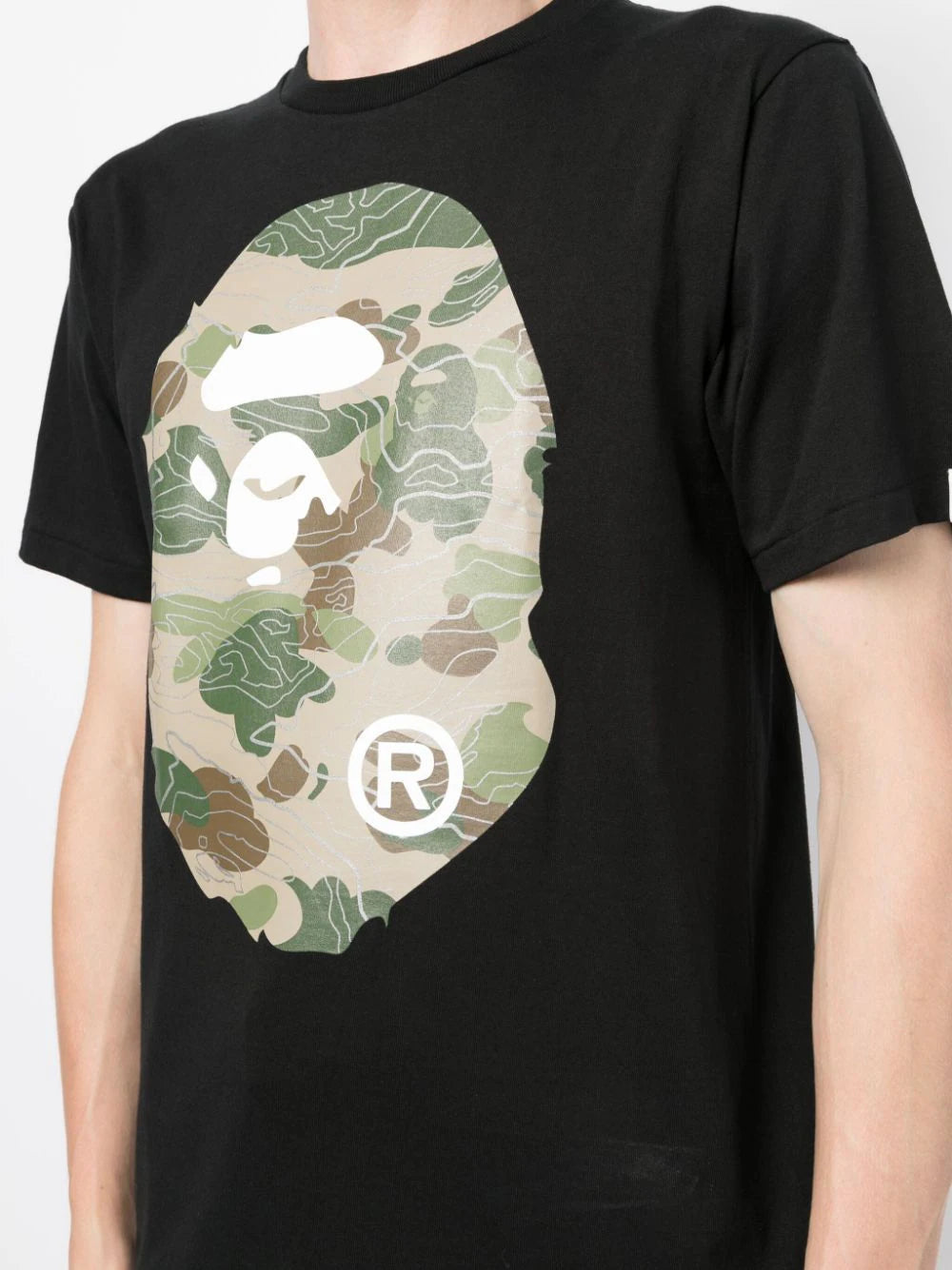 Camouflage graphic-print black cotton T-shirt