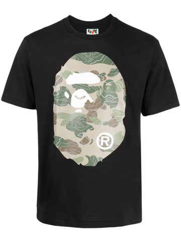 Camouflage graphic-print black cotton T-shirt