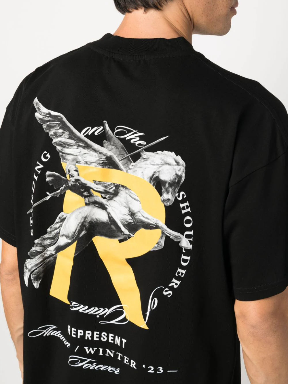 Graphic-print black cotton T-shirt