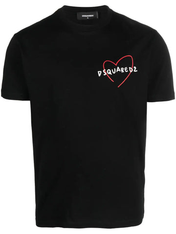 Heart logo-print black T-shirt