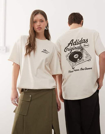 Adidas Originals One Groove graphic oversized t-shirt in off white colour