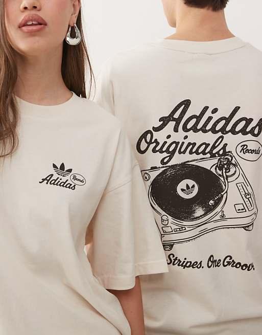 Adidas Originals One Groove graphic oversized t-shirt in off white colour