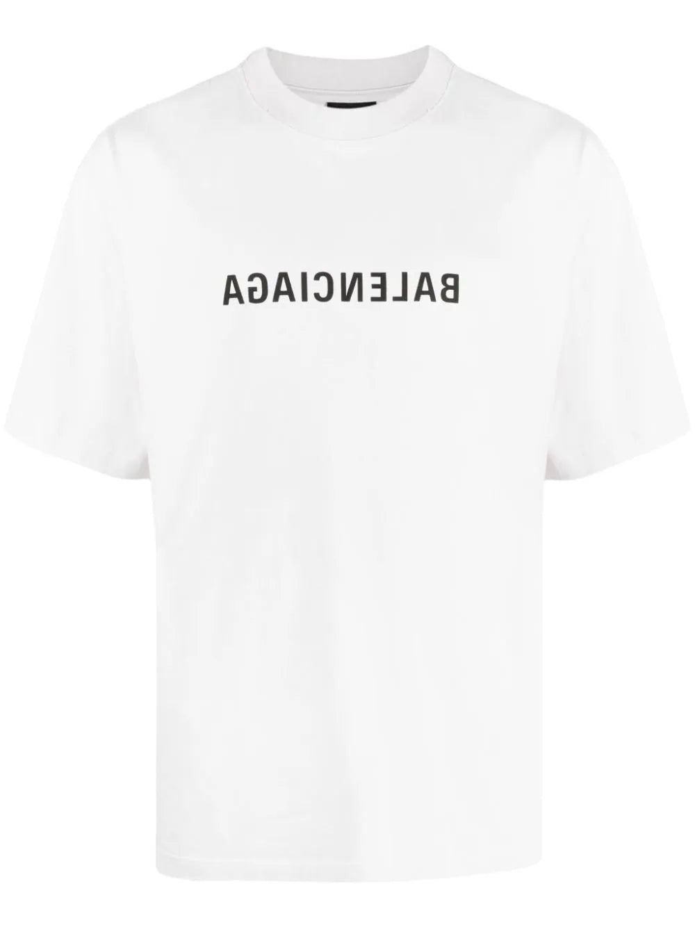 Inverted logo-print white cotton oversized T-shirt