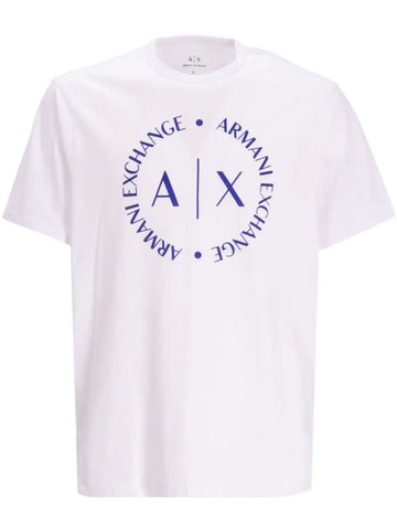 Armani Exchange logo-print white cotton T-shirt