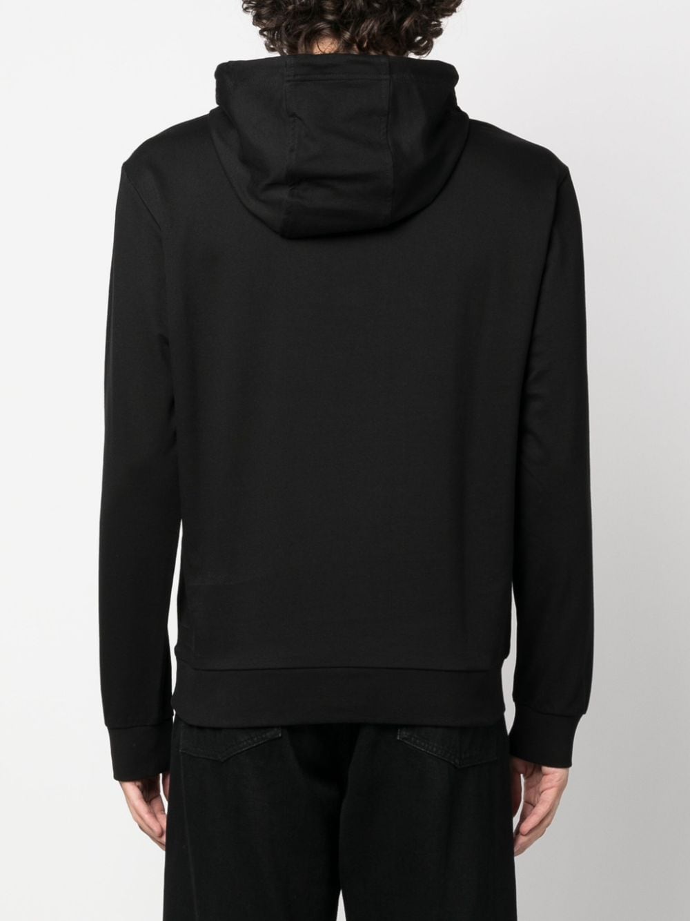 Ea7 Logo-print black cotton hoodie