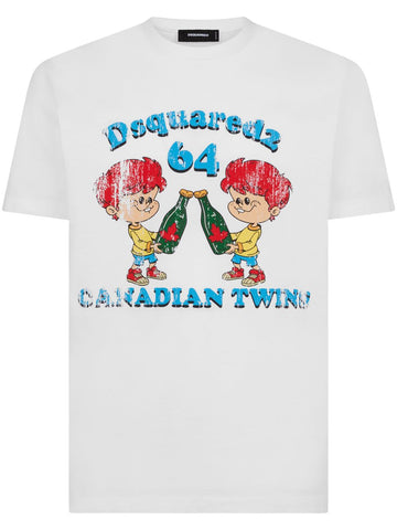 Graphic-print cotton white T-shirt