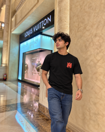 Men's Black Minimalist Logo Crew Neck T-Shirt