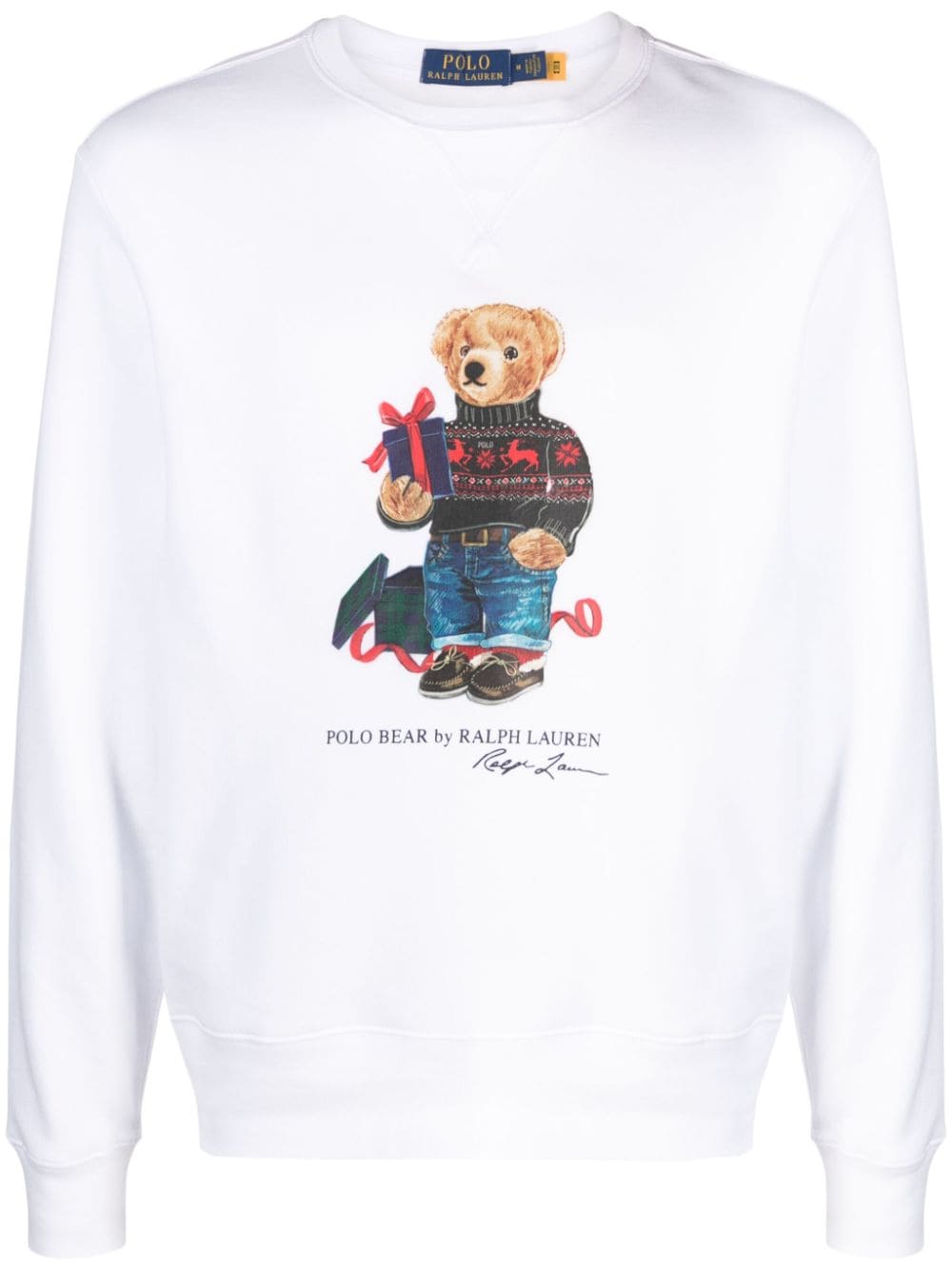 Teddy-Bear print jersey white sweatshirt