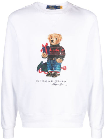 Teddy-Bear print jersey white sweatshirt