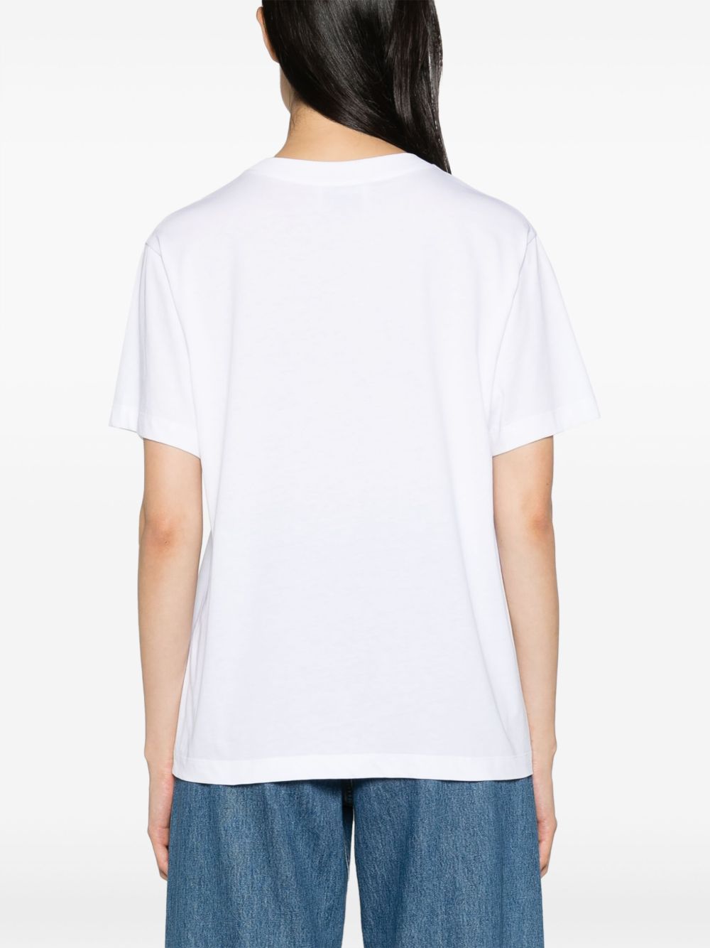 Brand Big Logo-print white cotton T-shirt