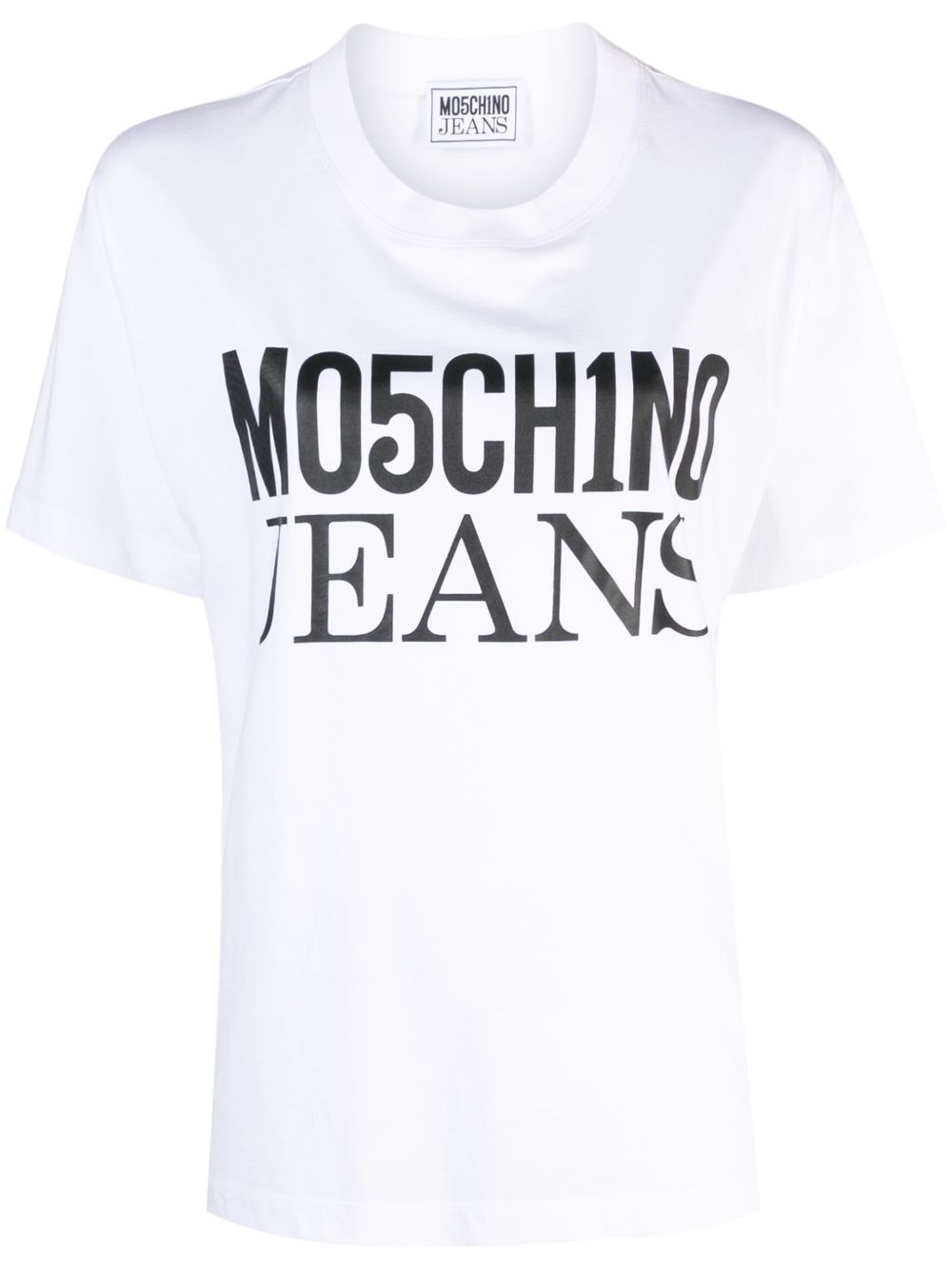 Brand Big Logo-print white cotton T-shirt