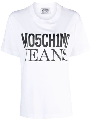 Brand Big Logo-print white cotton T-shirt