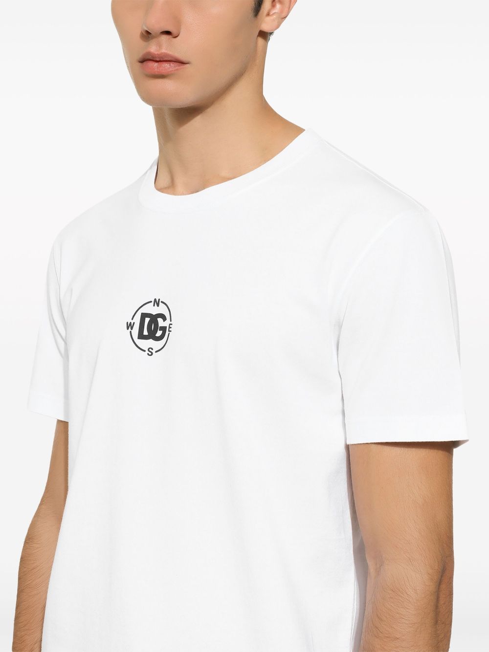 Marina-print cotton T-shirt White