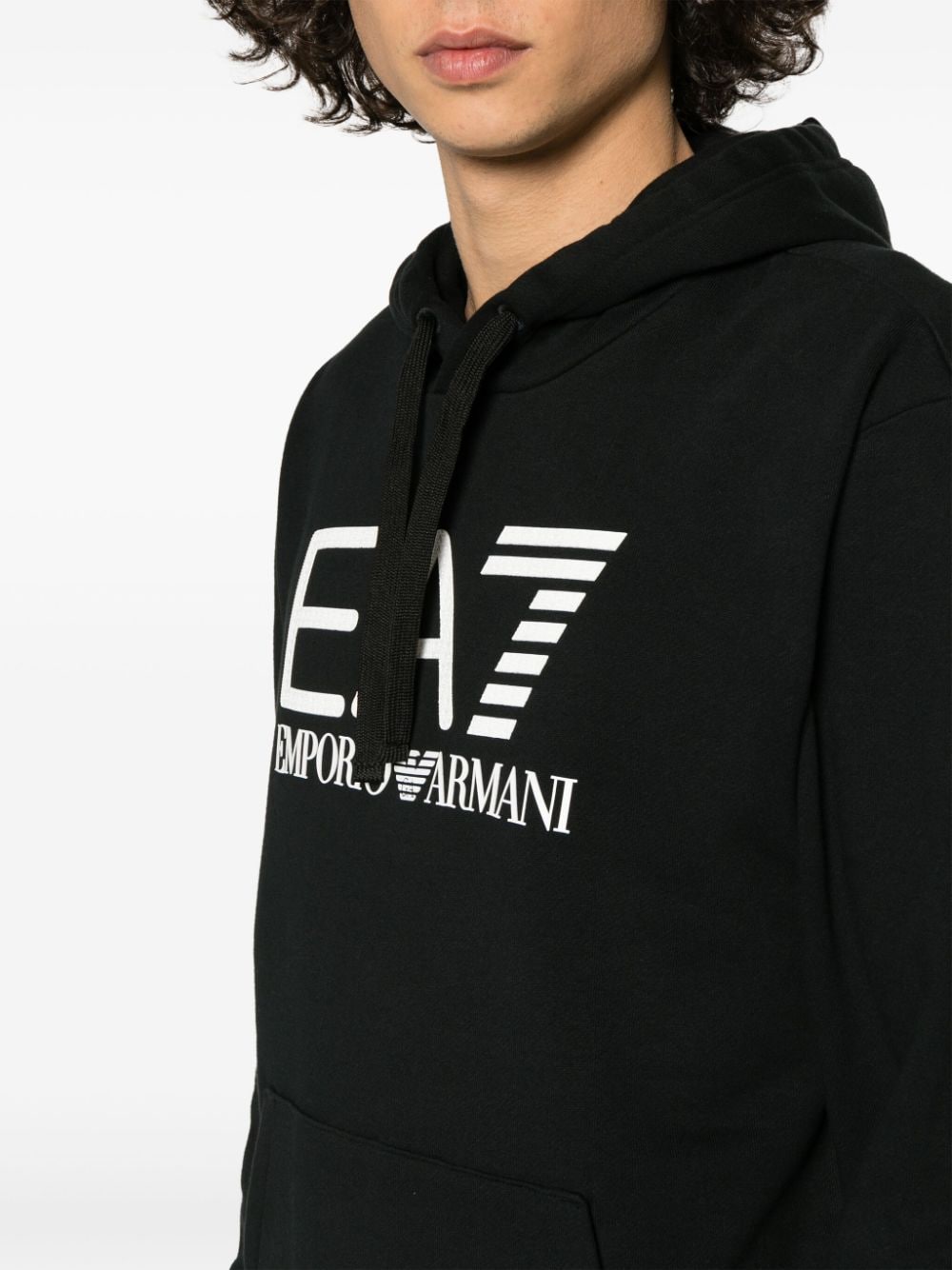 Ea7 Emporio Armani logo-print cotton hoodie