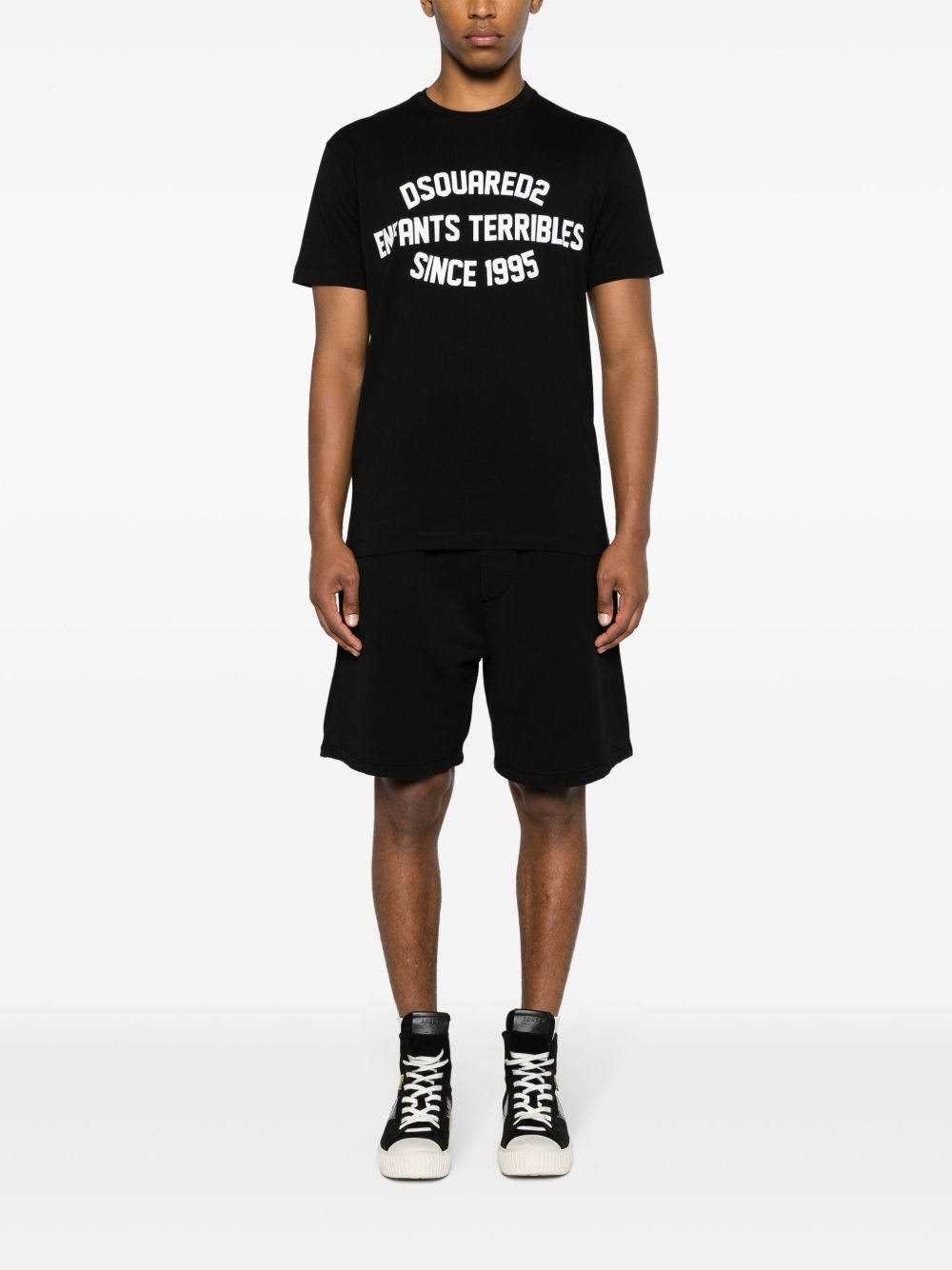 Cool logo-print black T-shirt