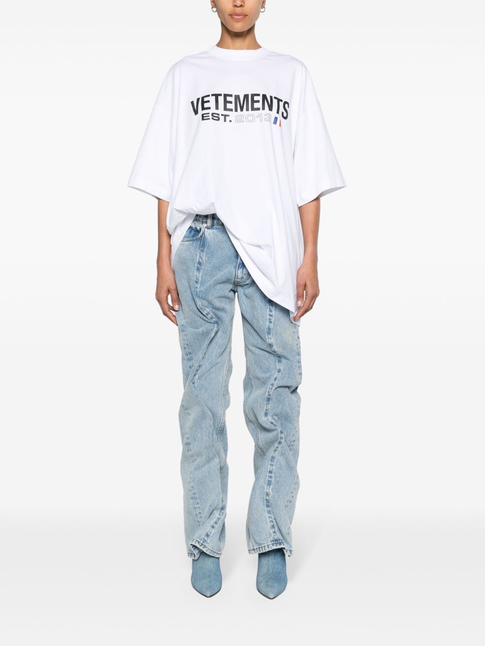Logo-print Unisex White cotton T-shirt