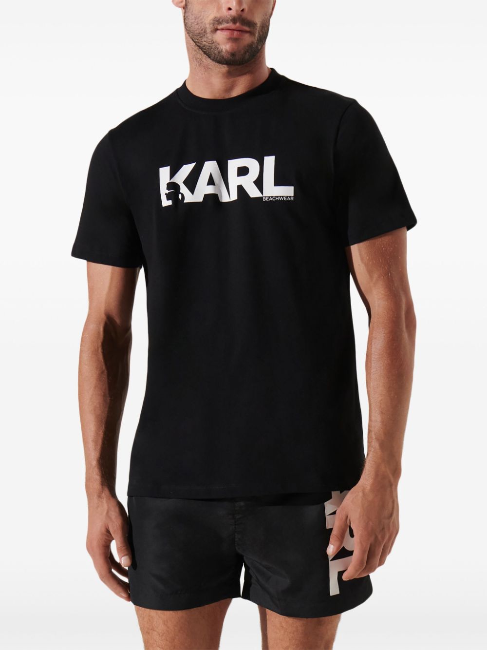Iconic Brand logo-print black T-shirt