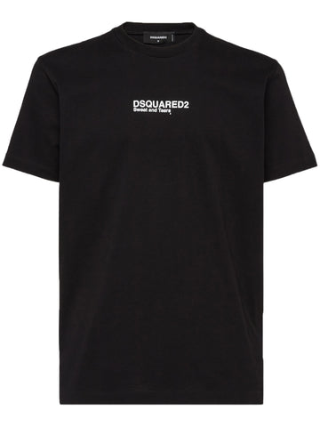 Graphic-print black cotton T-shirt