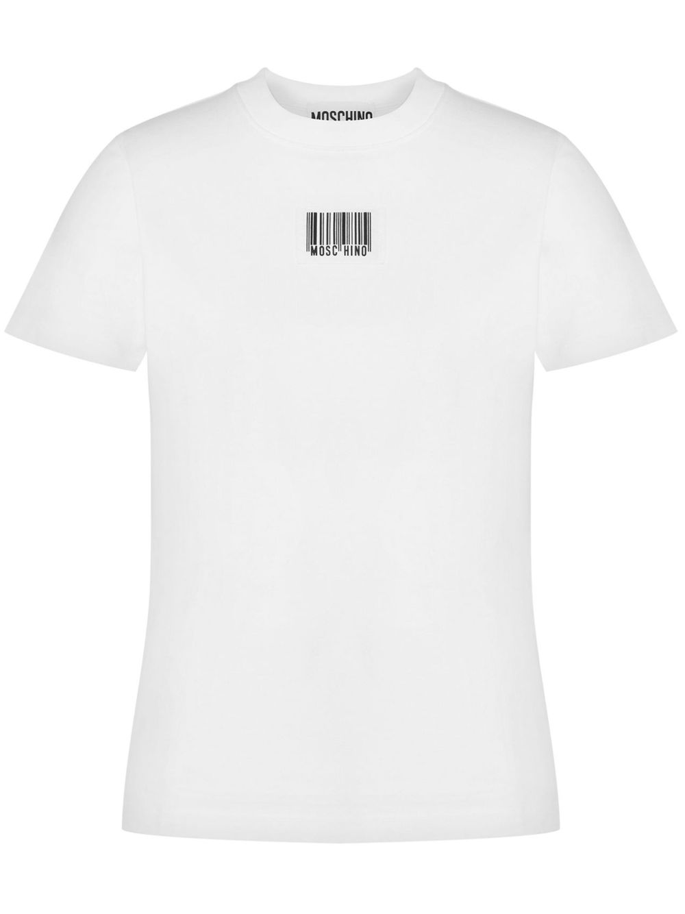 Logo barcode-print cotton T-shirt White