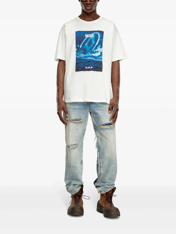 T-Boxt-Q16 graphic-print White Oversized T-shirt