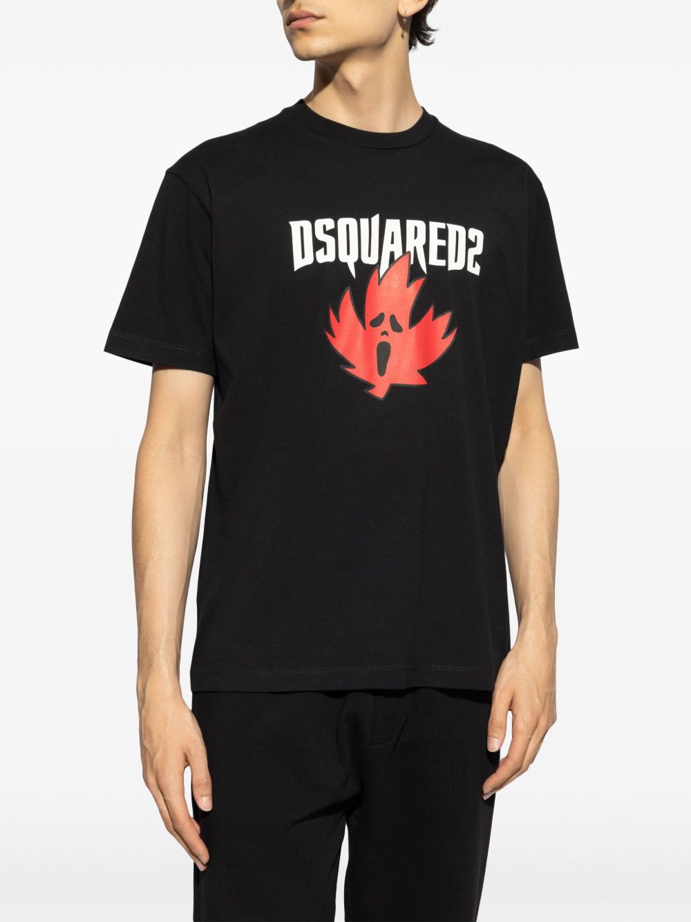 Logo-print Black cotton T-shirt