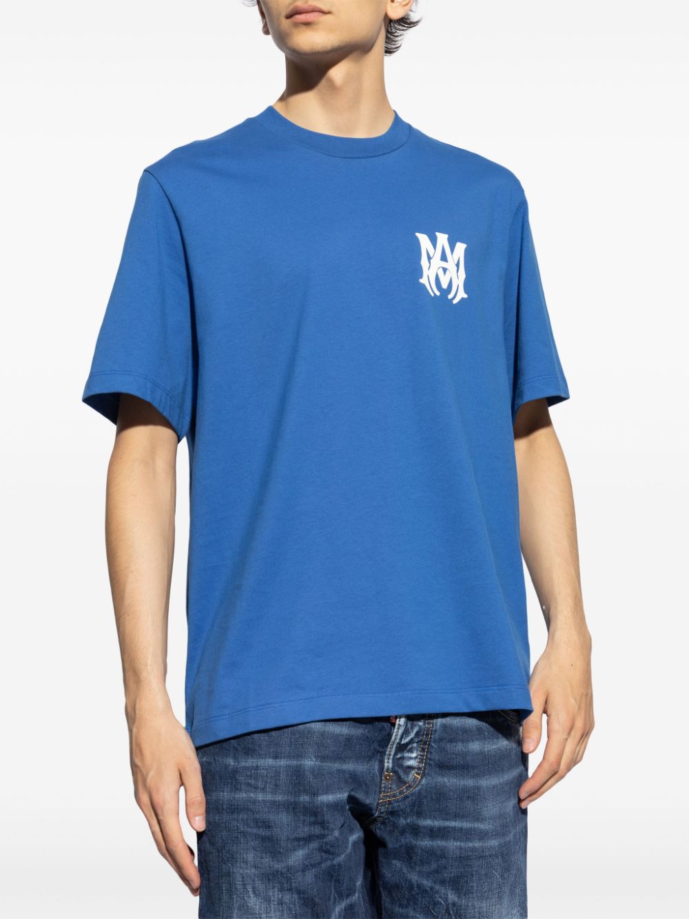 Brand logo-print cotton Blue T-shirt