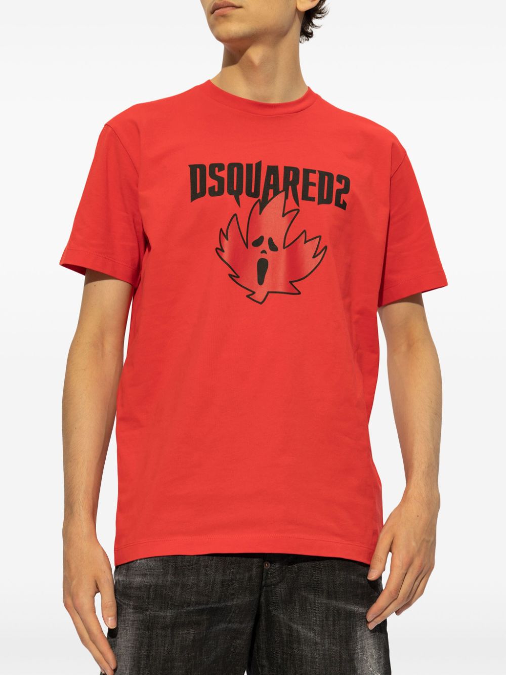 Ghost Maple Leaf cotton T-shirt Red