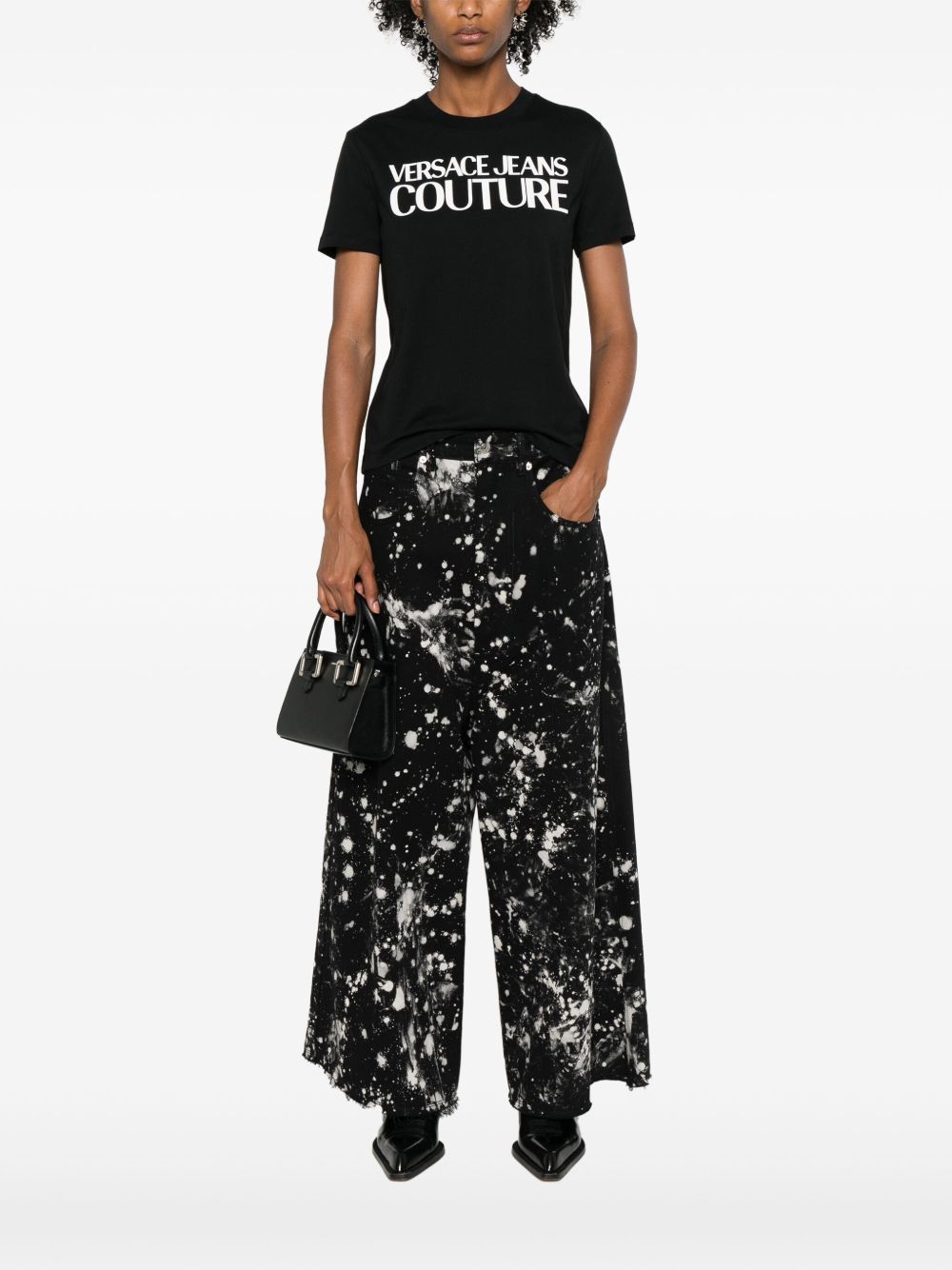 Shiny plastisol-logo Black cotton T-shirt