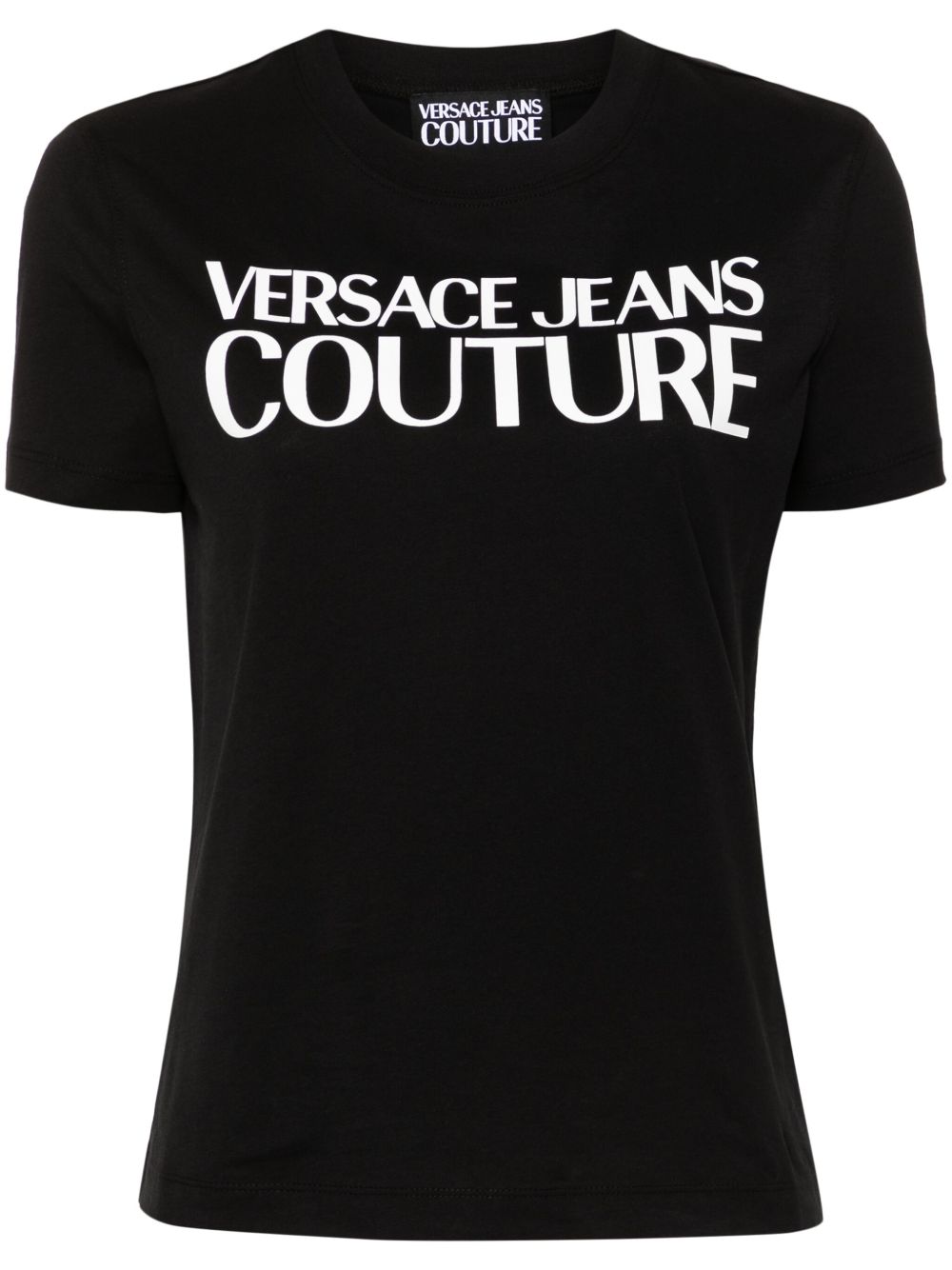Shiny plastisol-logo Black cotton T-shirt