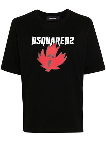 Horror maple leaf-print Black T-shirt
