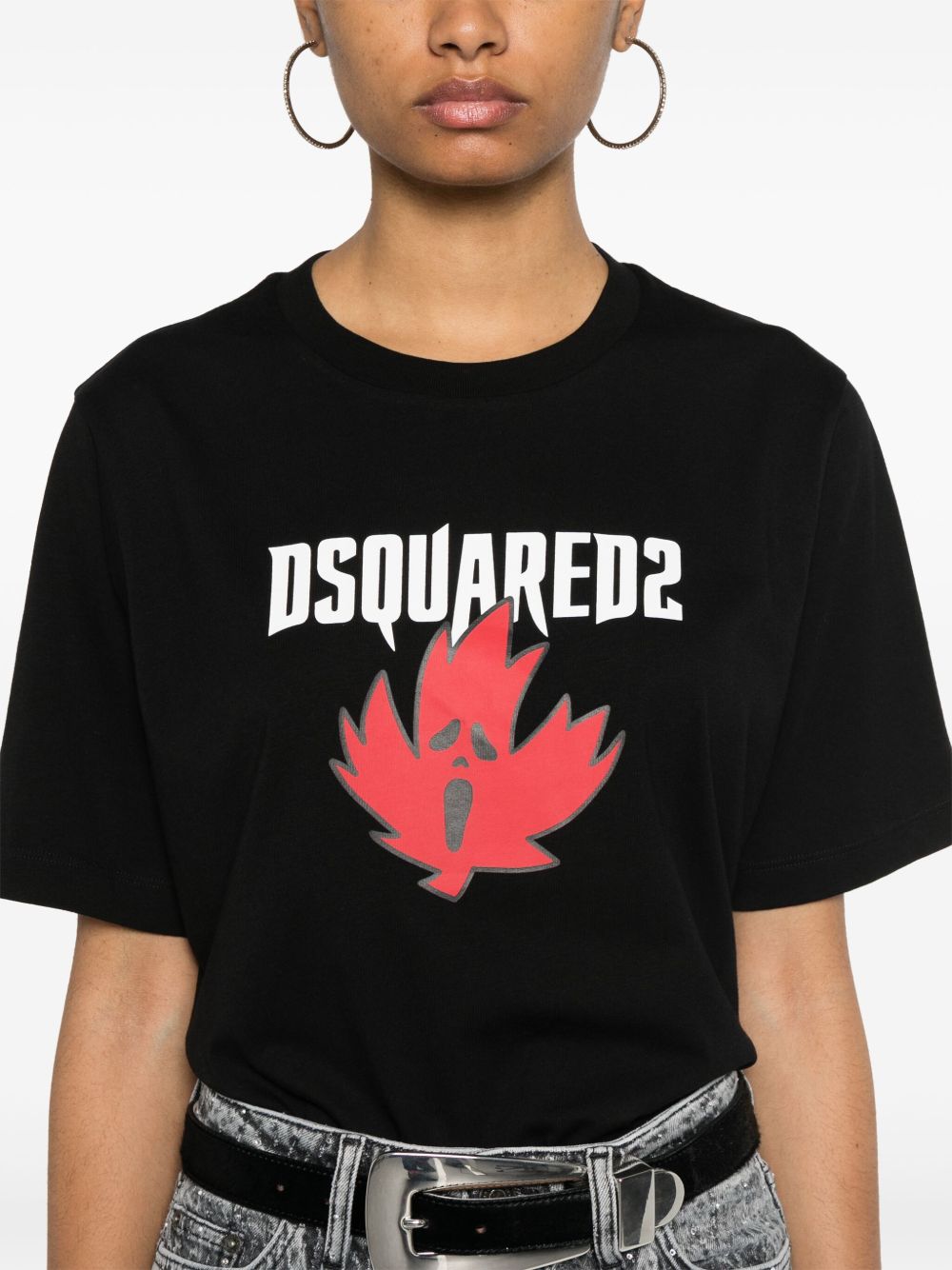 Horror maple leaf-print Black T-shirt