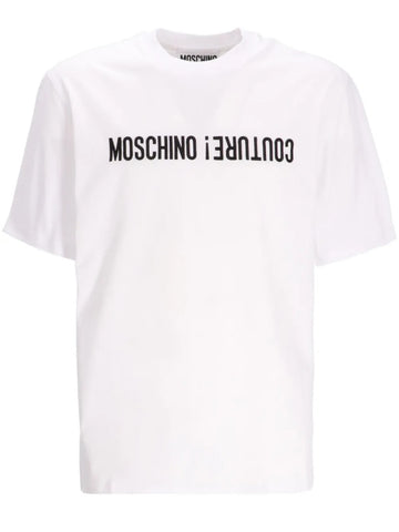 Logo-print white cotton T-shirt