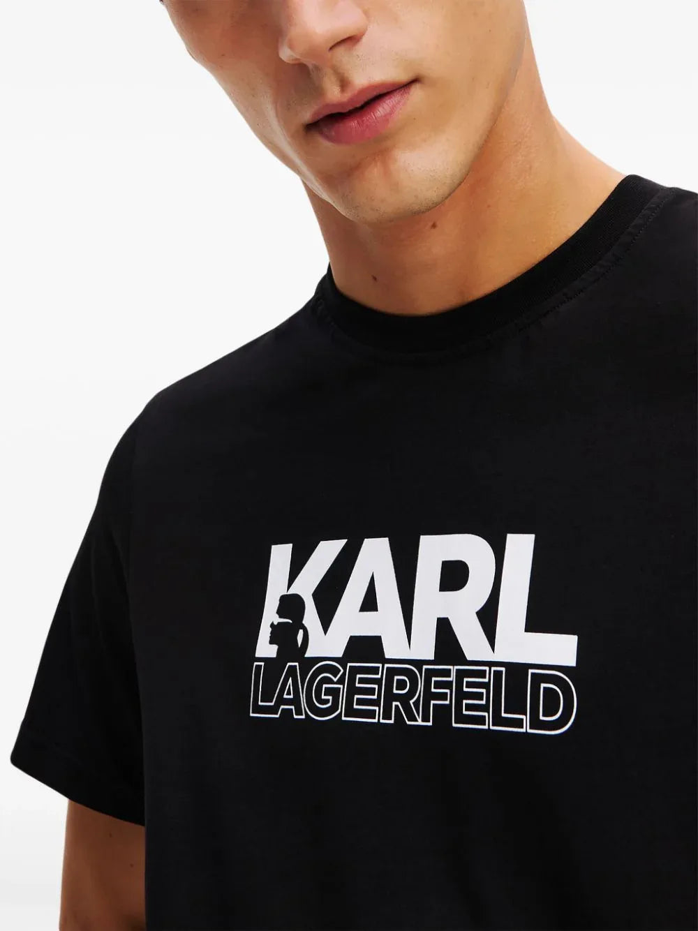 stack-logo printed black T-shirt