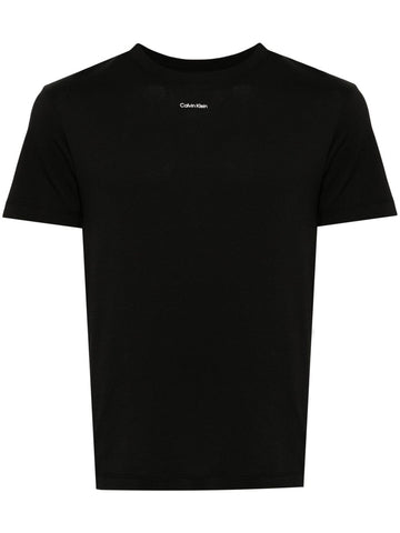 Brand Logo-print black premium cotton T-shirt