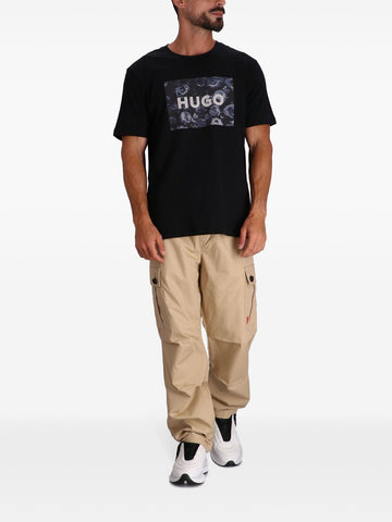 Brand logo-print black cotton T-shirt
