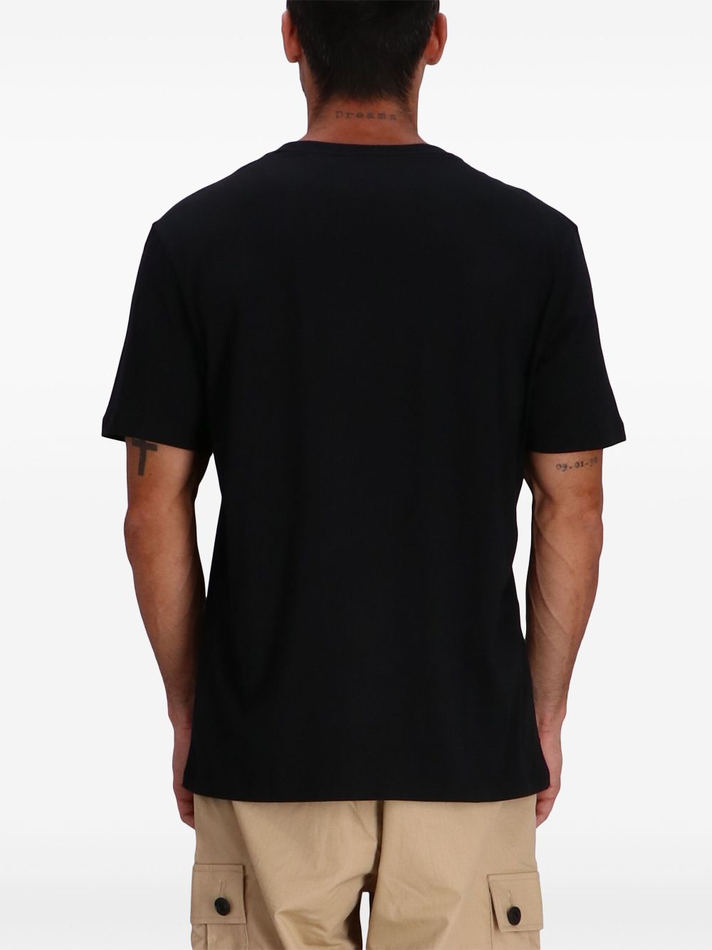 Brand logo-print black cotton T-shirt