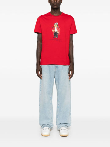 Red Polo Bear-print T-shirt
