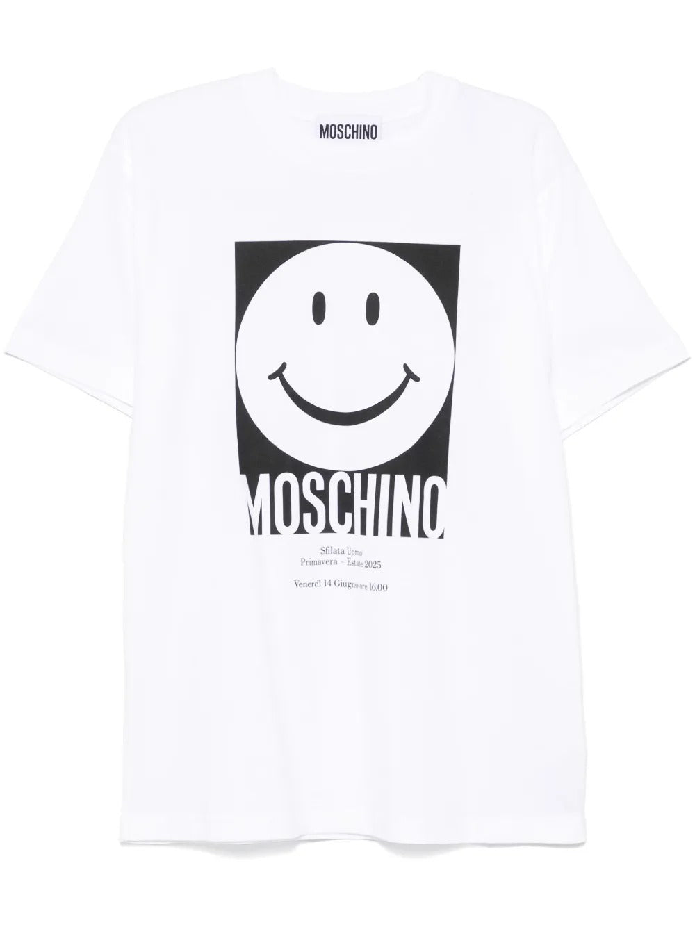 Smiley-motif white oversized T-shirt