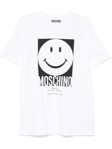 Smiley-motif white oversized T-shirt