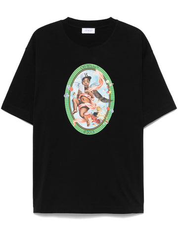 Fresco Oval Printed Oversized Black T-shirt