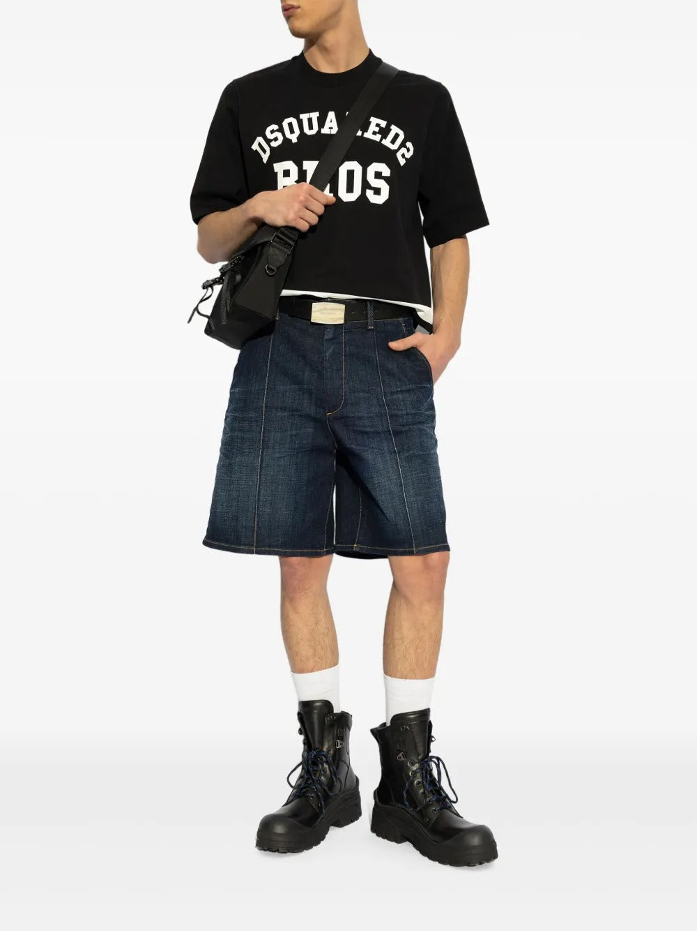 Logo print black oversized t-shirt