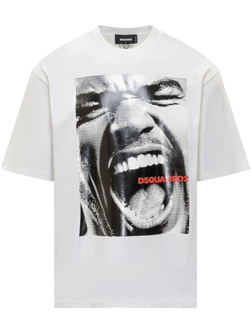 Graphic-print Oversized Fit White T-shirt