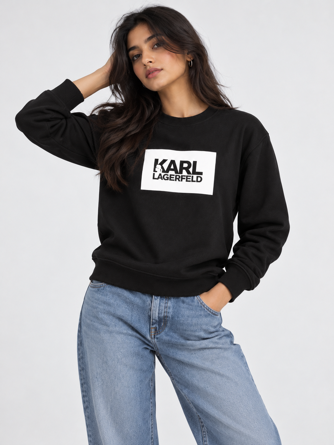 Monochrome Frame Cotton Sweatshirt